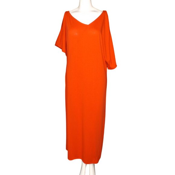COS Maxi Dress, L, Orange, Asym Neckline/Accent seams, Short sleeve, Jersey - Picture 9 of 11